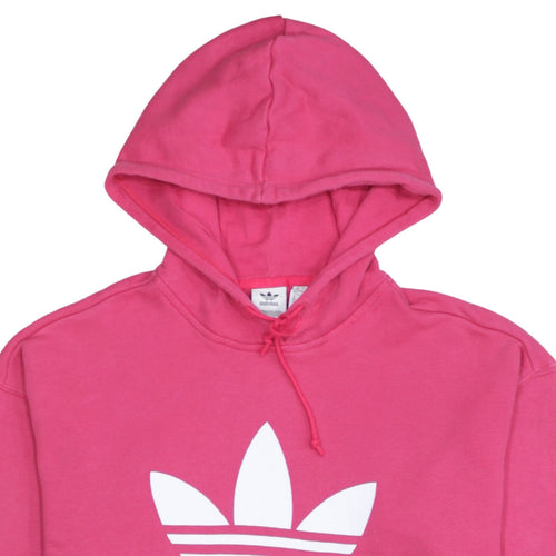 Adidas Womens Pink Hooded Pullover Sweatshirt Size 12 with Logo