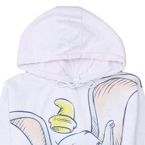 Disney Primark Women White Dumbo Pullover Hoodie XS Cotton Blend