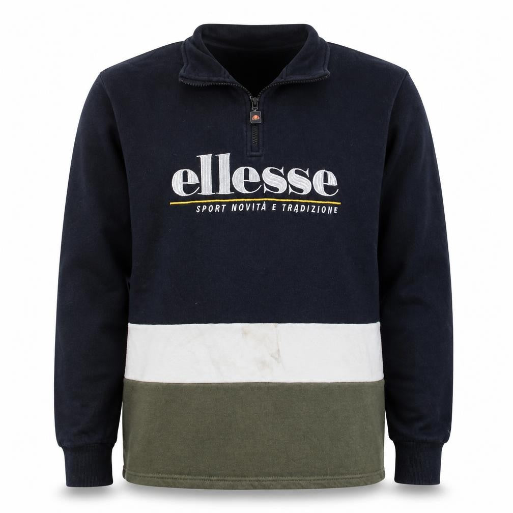 Front view of Ellesse Men's Multicoloured 1/4 Zip Pullover Sweatshirt, size S
