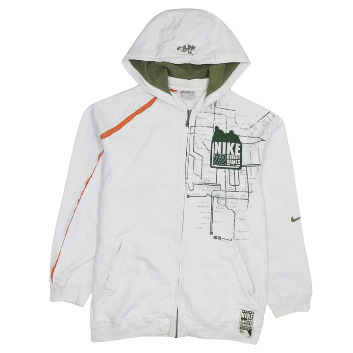 Nike Boys White XL Full Zip Hoodie 72 Street Games Graphic Hooded Sweatshirt