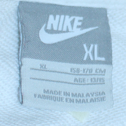 Nike Boys White XL Full Zip Hoodie 72 Street Games Graphic Hooded Sweatshirt