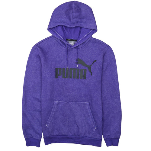 Puma Men's Purple Pullover Hoodie S Logo Sports Fleece