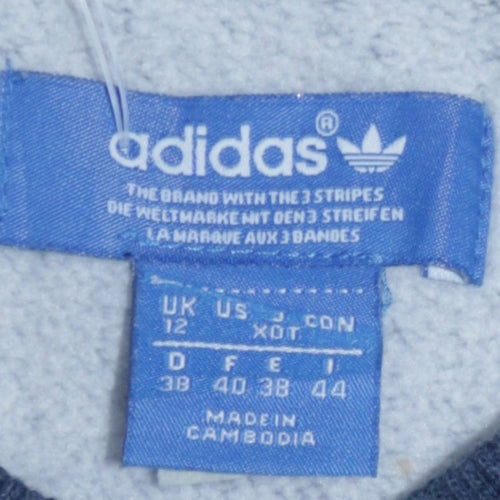 Adidas Womens Blue Sweatshirt Size 12 Crew Neck Long Sleeve Logo Print