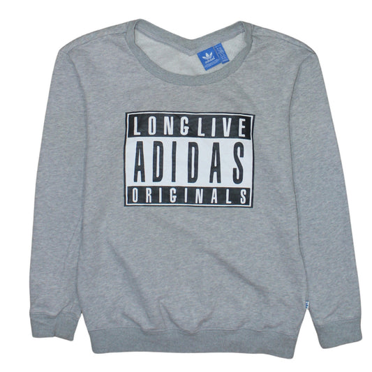 Adidas Originals Womens Grey Pullover Sweatshirt XS Long Sleeve Crew Neck