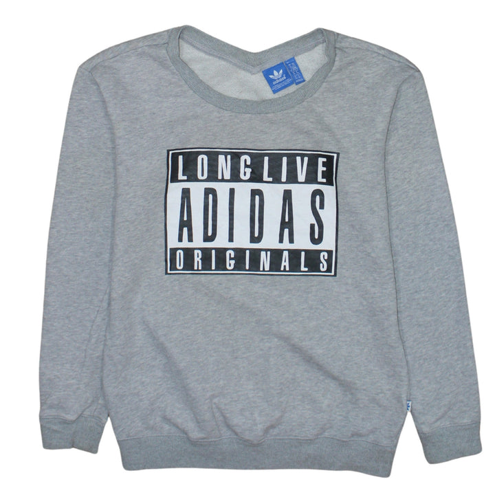 Adidas Originals Womens Grey Pullover Sweatshirt XS Long Sleeve Crew Neck