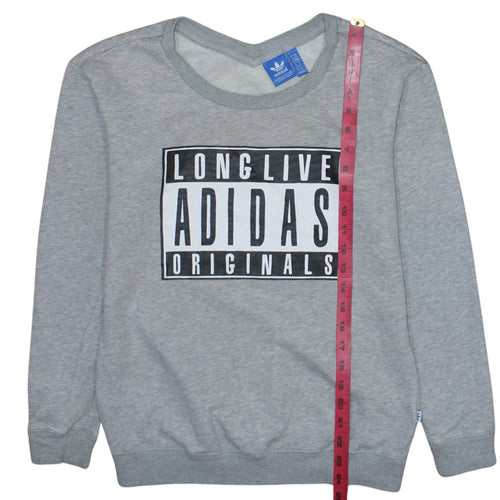 Adidas Originals Womens Grey Pullover Sweatshirt XS Long Sleeve Crew Neck