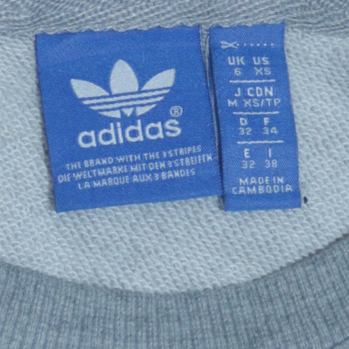 Adidas Originals Womens Grey Pullover Sweatshirt XS Long Sleeve Crew Neck