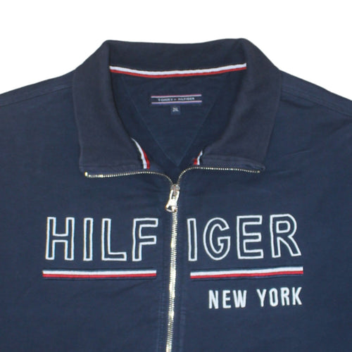 Tommy Hilfiger Men's Blue 2XL Full Zip Embroidered Sweatshirt