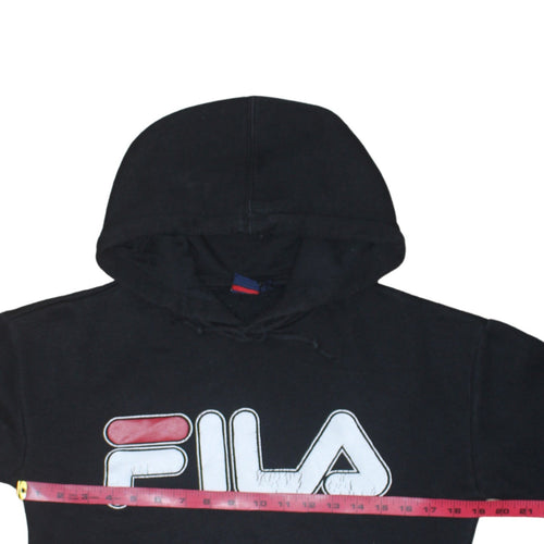 FILA Men's Black Pullover Hoodie Medium Logo Fleece Sweatshirt