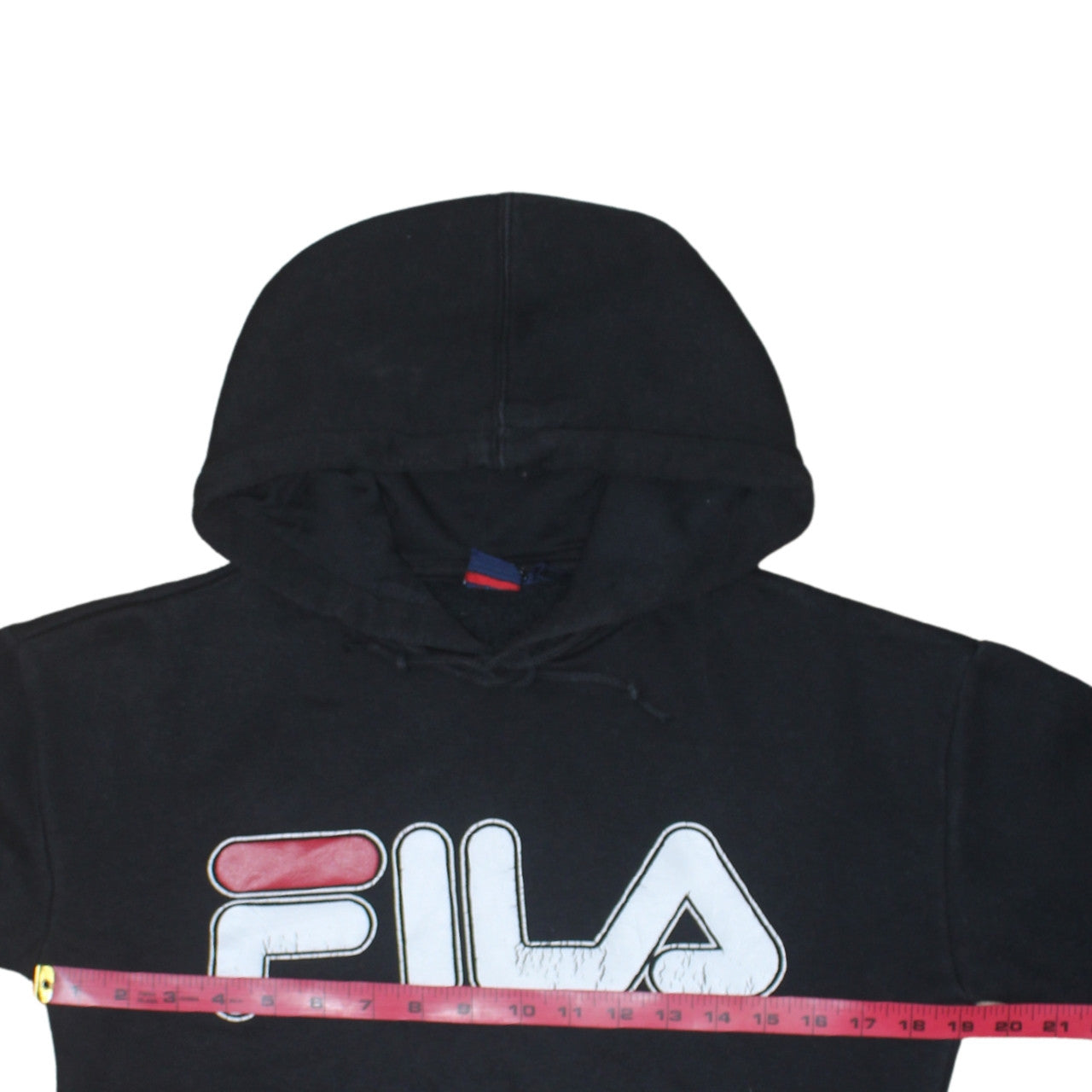 FILA Men's Black Pullover Hoodie Medium Logo Fleece Sweatshirt