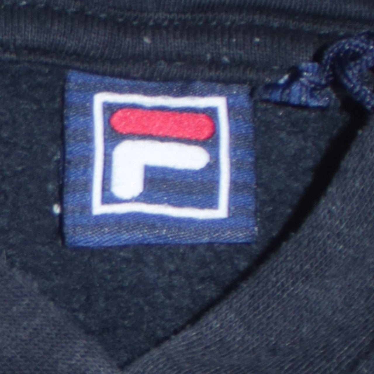 FILA Men's Black Pullover Hoodie Medium Logo Fleece Sweatshirt