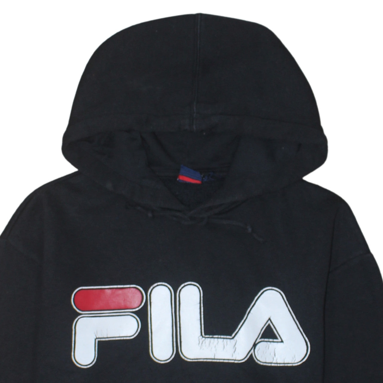 FILA Men's Black Pullover Hoodie Medium Logo Fleece Sweatshirt