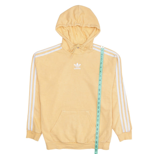 Adidas Womens Yellow Pullover Hoodie Size 4 UK with White Stripes