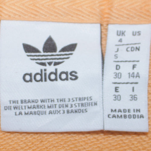 Adidas Womens Yellow Pullover Hoodie Size 4 UK with White Stripes