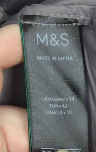 Marks and Spencer Womens Grey Long Puffer Coat Size 14