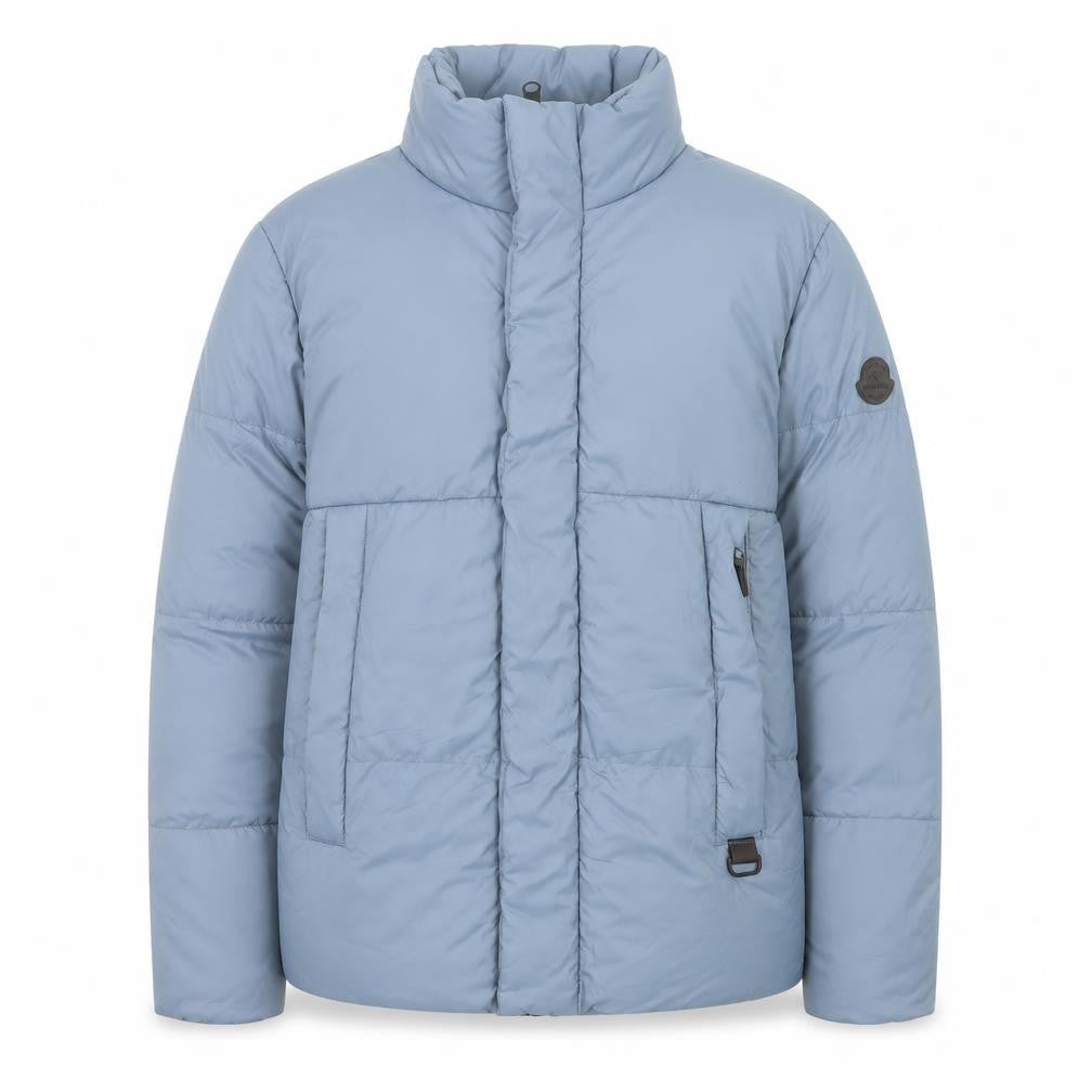 Front view of Indigo Men's Blue Small Puffer Jacket Lightweight Winter Coat