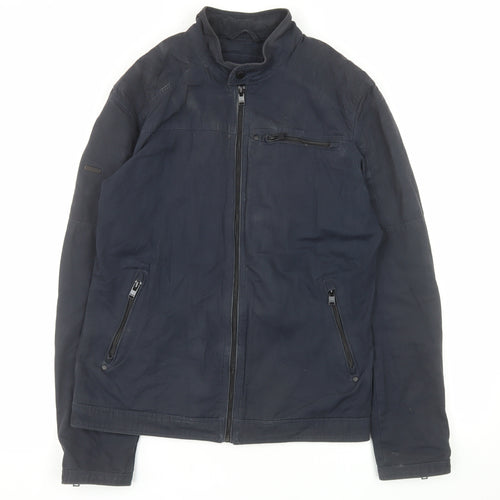 Superdry Men's Blue Cotton Bomber Jacket Size S Full Zip