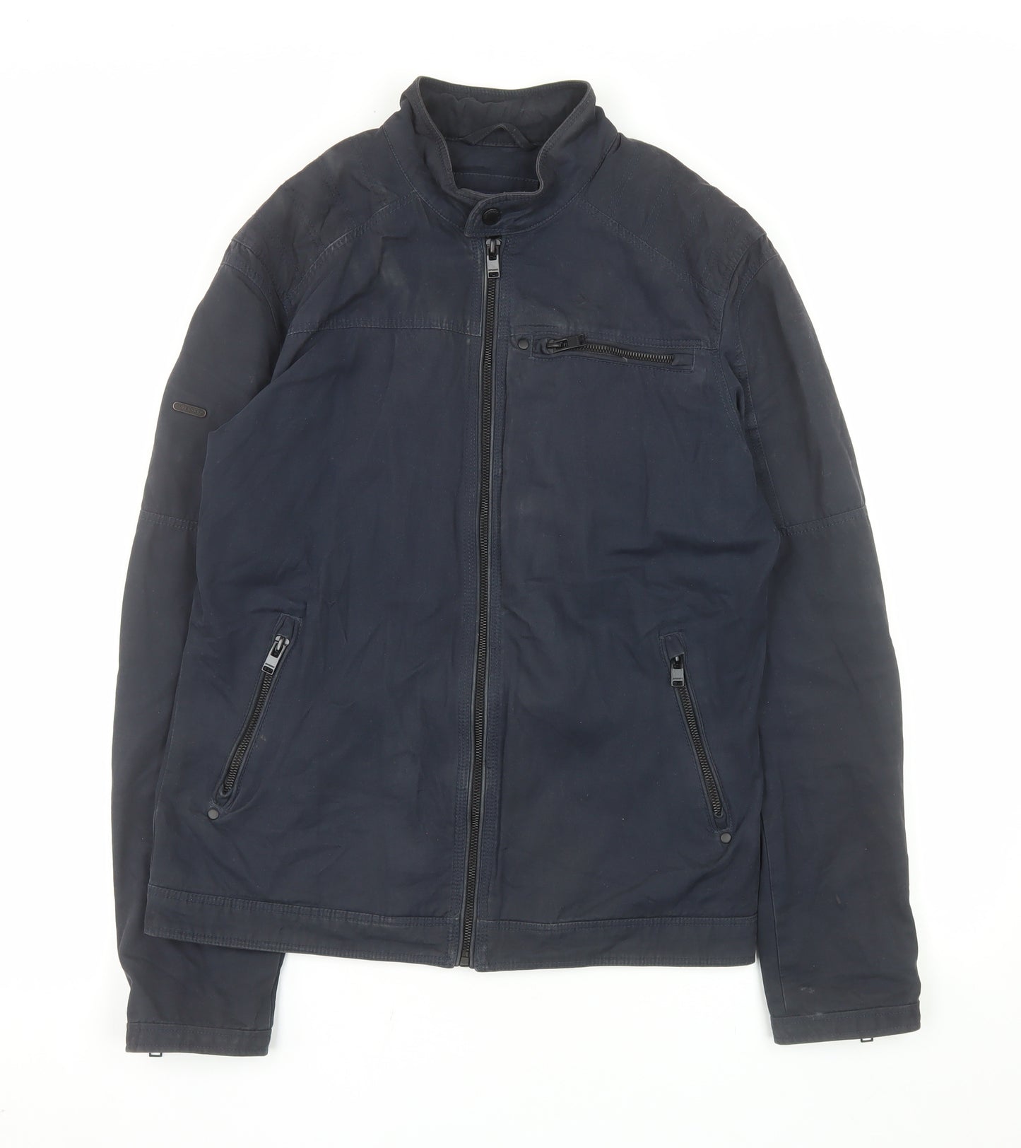 Superdry Men's Blue Cotton Bomber Jacket Size S Full Zip