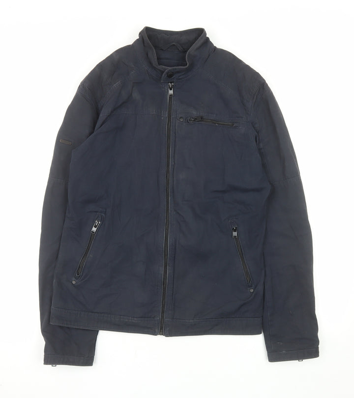 Superdry Men's Blue Cotton Bomber Jacket Size S Full Zip
