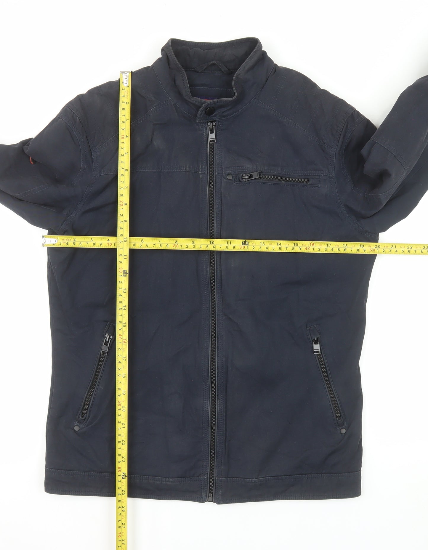 Superdry Men's Blue Cotton Bomber Jacket Size S Full Zip