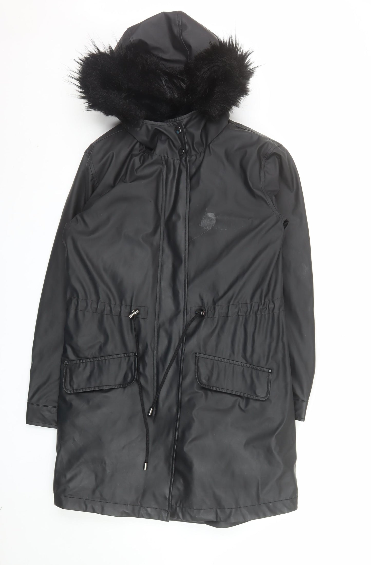 Matalan Women’s Black Faux Fur Hooded Parka Coat Size 10