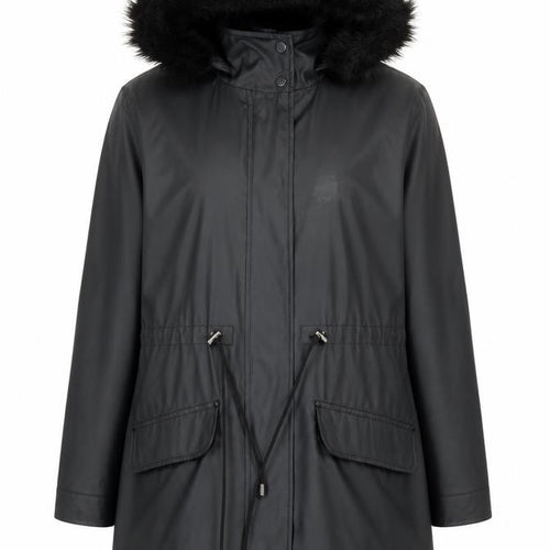 Matalan Women’s Black Faux Fur Hooded Parka Coat Size 10