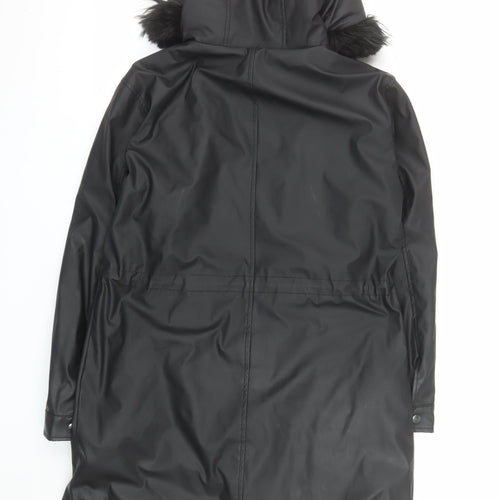 Matalan Women’s Black Faux Fur Hooded Parka Coat Size 10