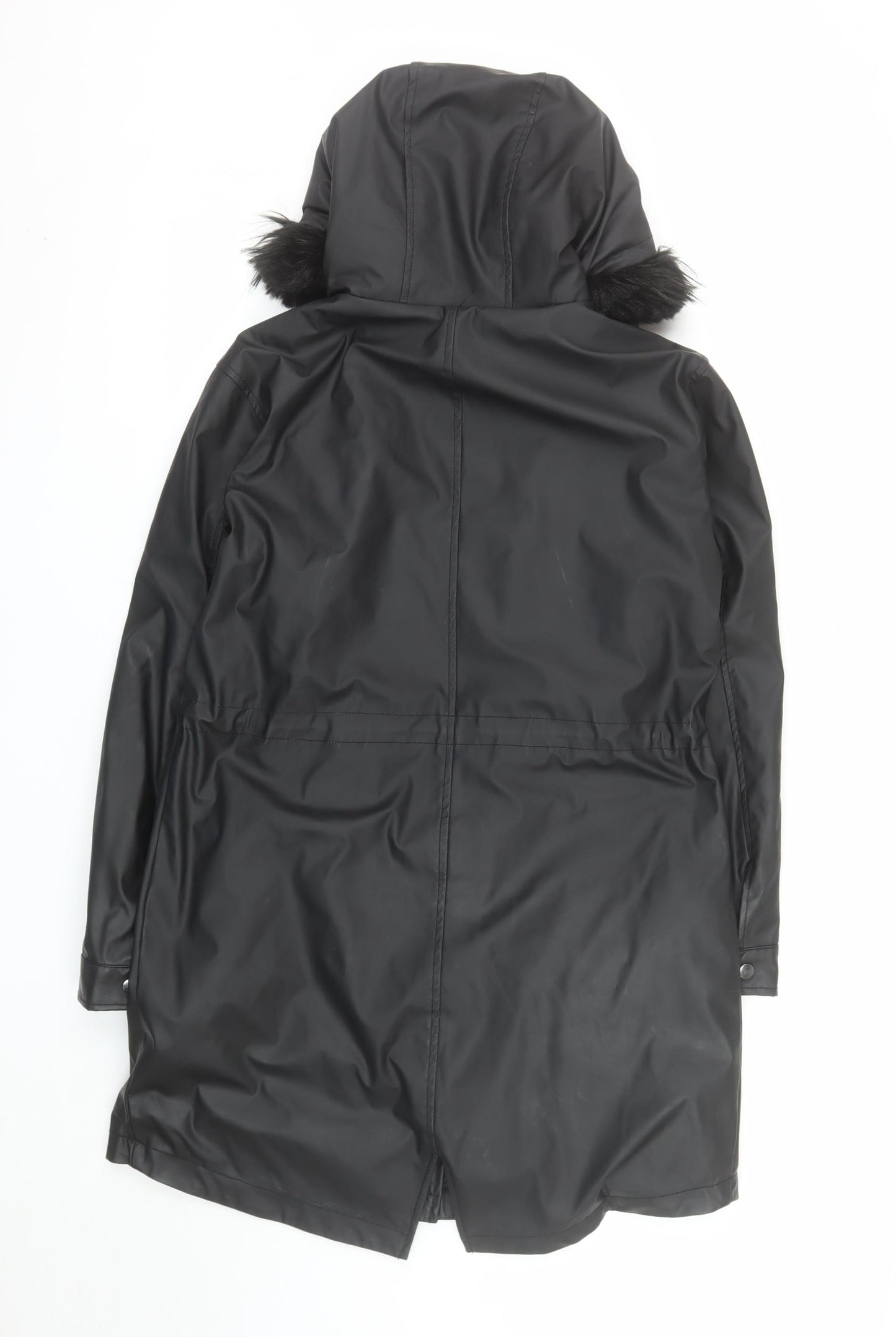 Matalan Women’s Black Faux Fur Hooded Parka Coat Size 10