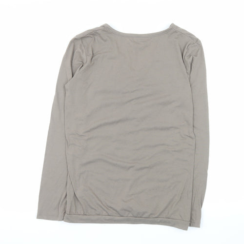 La Redoute Women Brown V-Neck Long Sleeve Basic T-Shirt Size 10