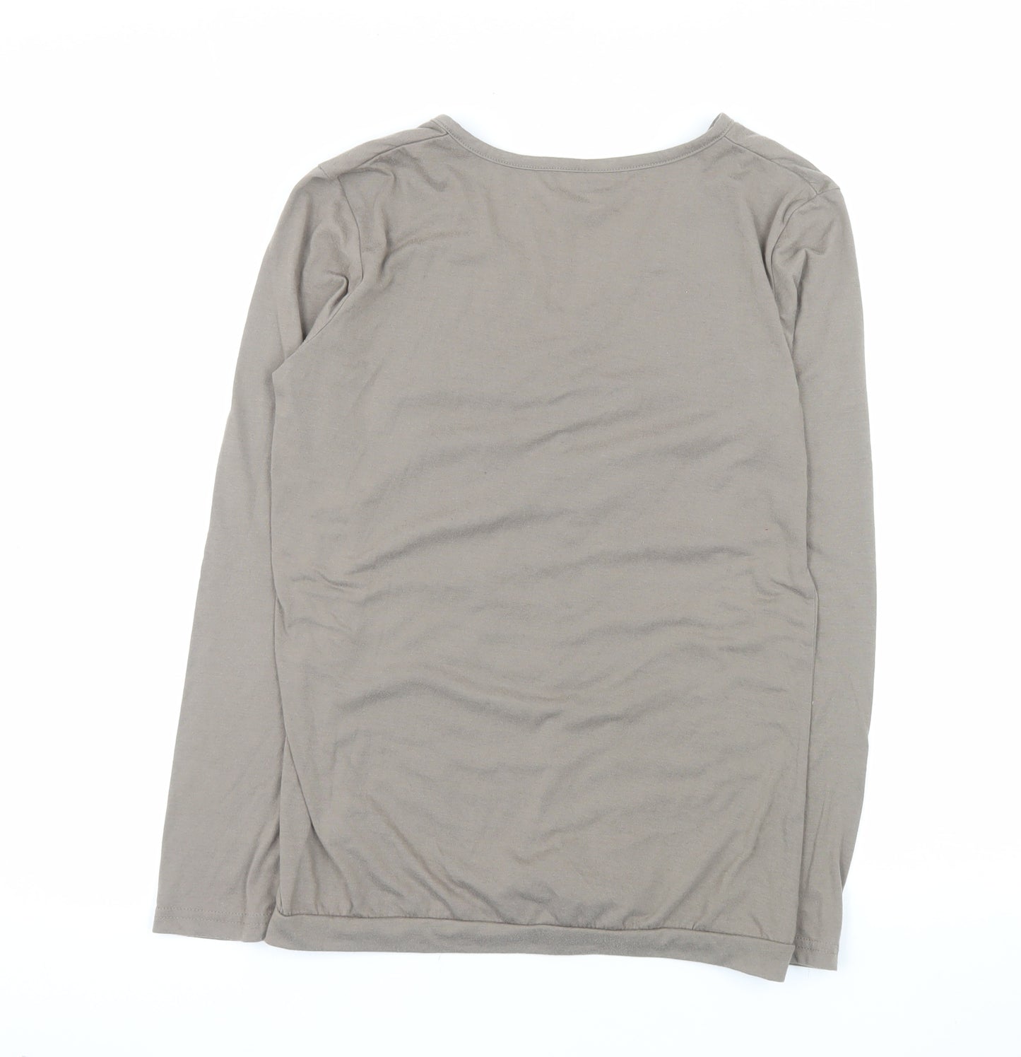 La Redoute Women Brown V-Neck Long Sleeve Basic T-Shirt Size 10