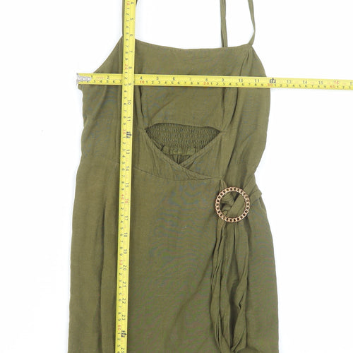 River Island Women Green Size 8 Strappy Slip Dress with Buckle