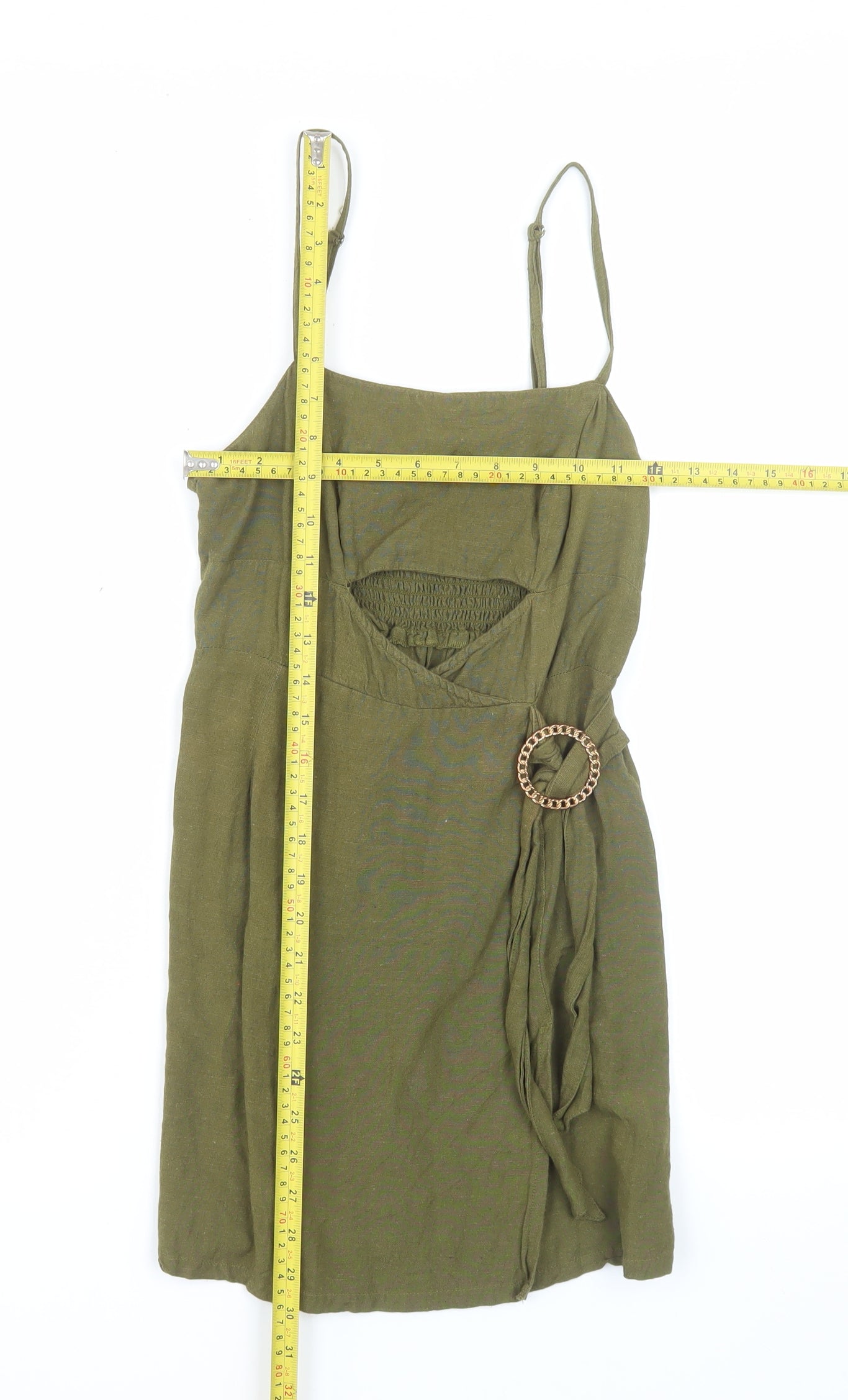 River Island Women Green Size 8 Strappy Slip Dress with Buckle