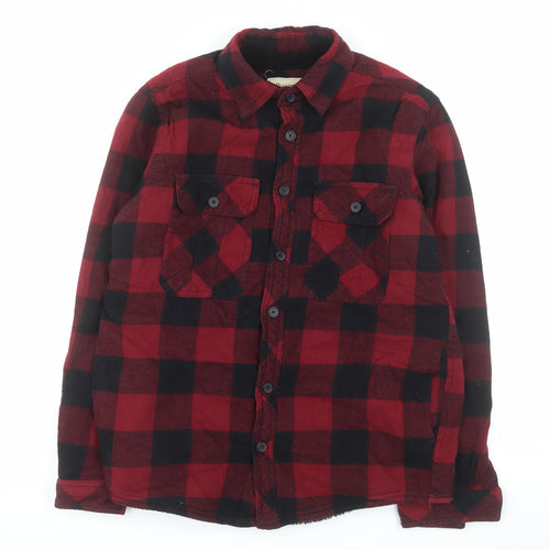 Boston Traders Men's Red Check Lined Flannel Jacket Size S