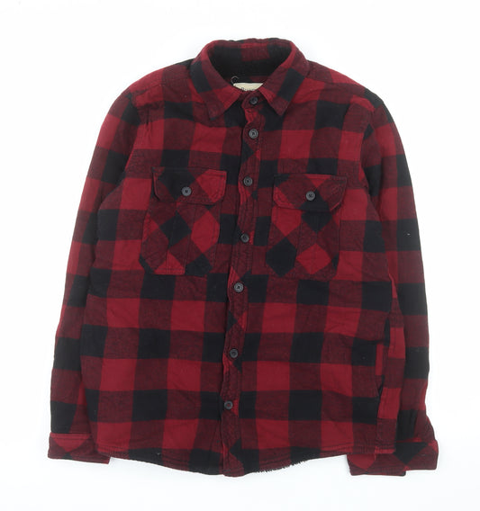 Boston Traders Men's Red Check Lined Flannel Jacket Size S