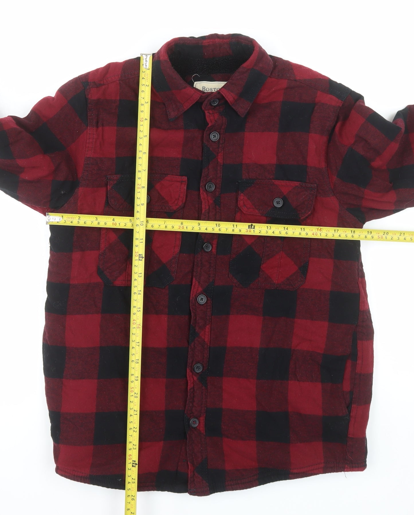 Boston Traders Men's Red Check Lined Flannel Jacket Size S