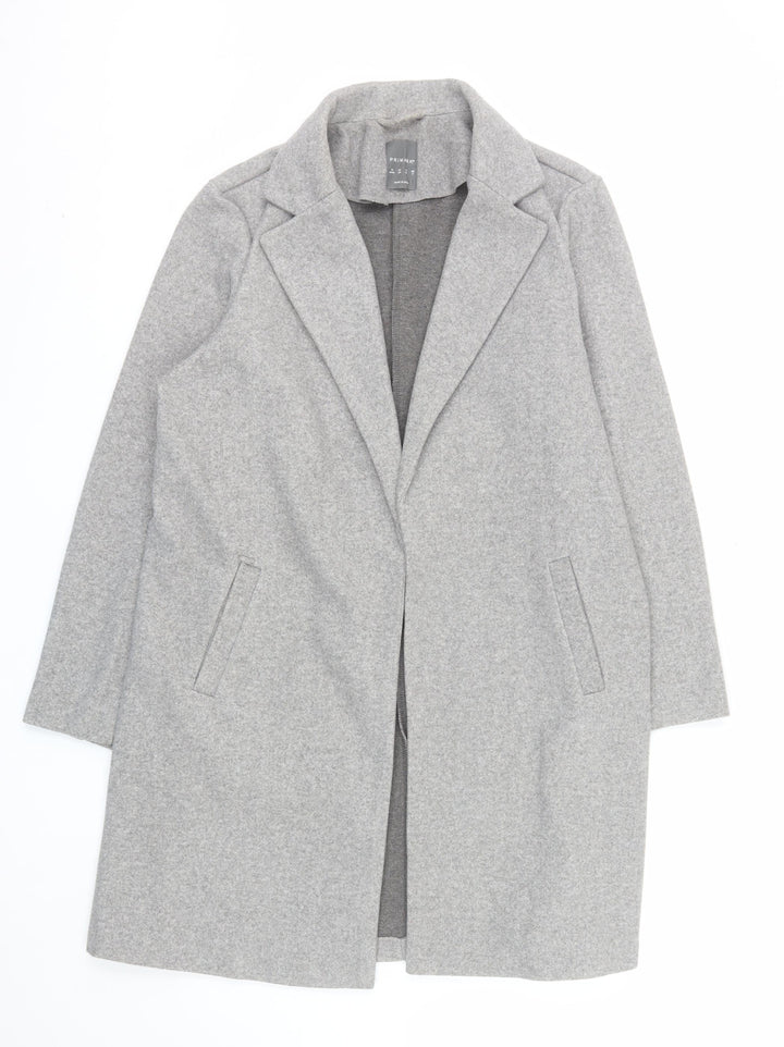 Primark Womens Grey Mid-Length Overcoat Size 14