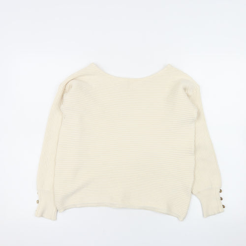 Everyday Women Ivory Ribbed Boat Neck Jumper Size 8-10