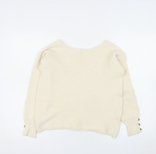 Everyday Women Ivory Ribbed Boat Neck Jumper Size 8-10