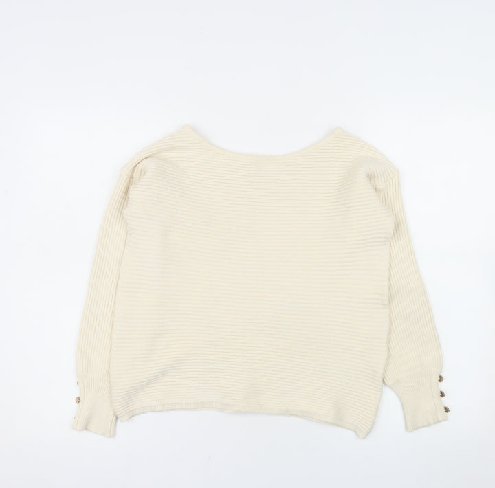 Everyday Women Ivory Ribbed Boat Neck Jumper Size 8-10