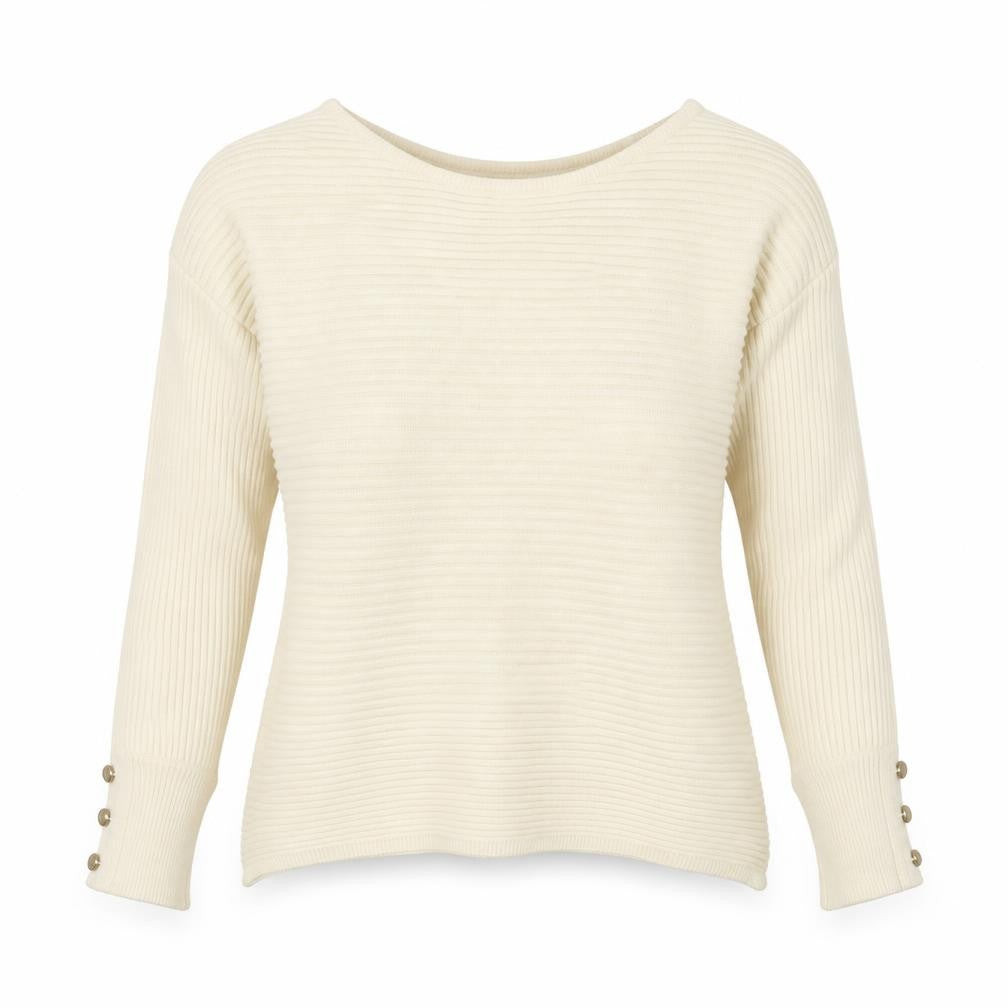 Everyday Women Ivory Ribbed Boat Neck Jumper Size 8-10
