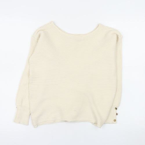 Everyday Women Ivory Ribbed Boat Neck Jumper Size 8-10
