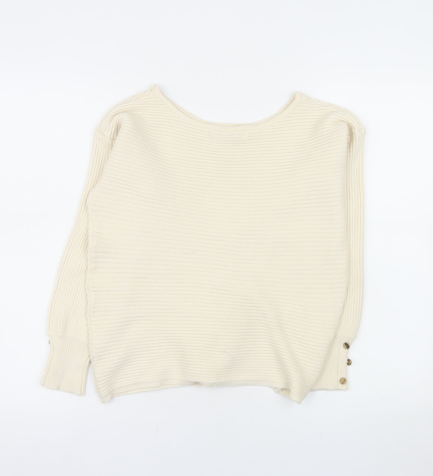 Everyday Women Ivory Ribbed Boat Neck Jumper Size 8-10