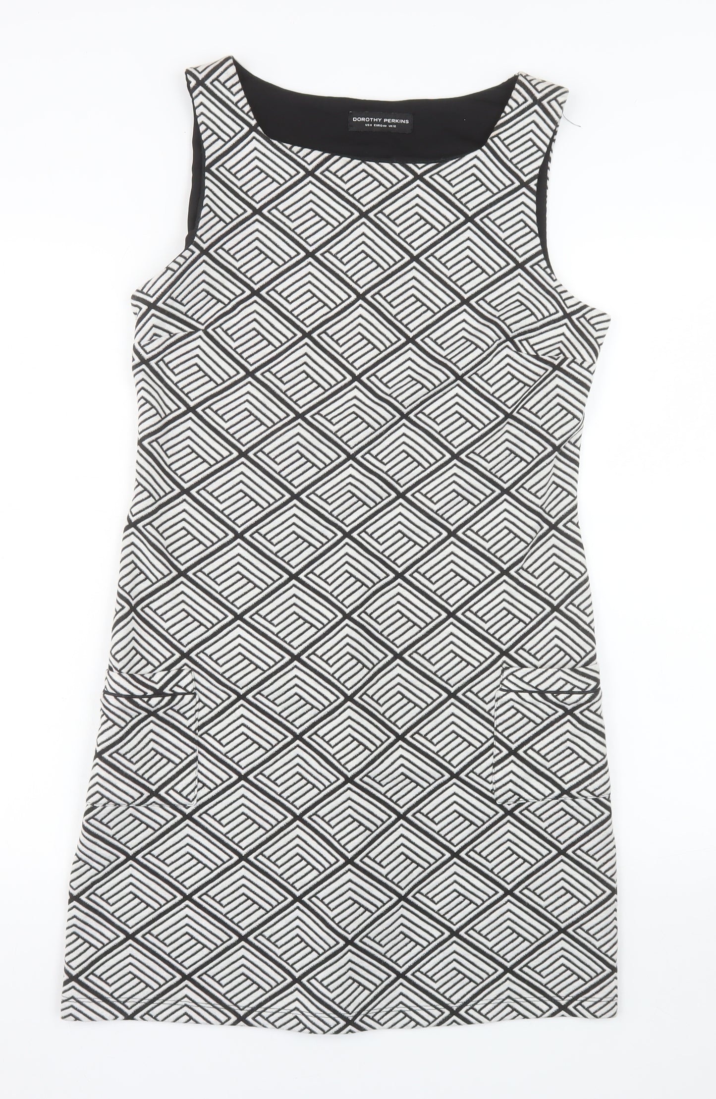 Dorothy Perkins Women’s Black Geometric Shift Dress Size 12