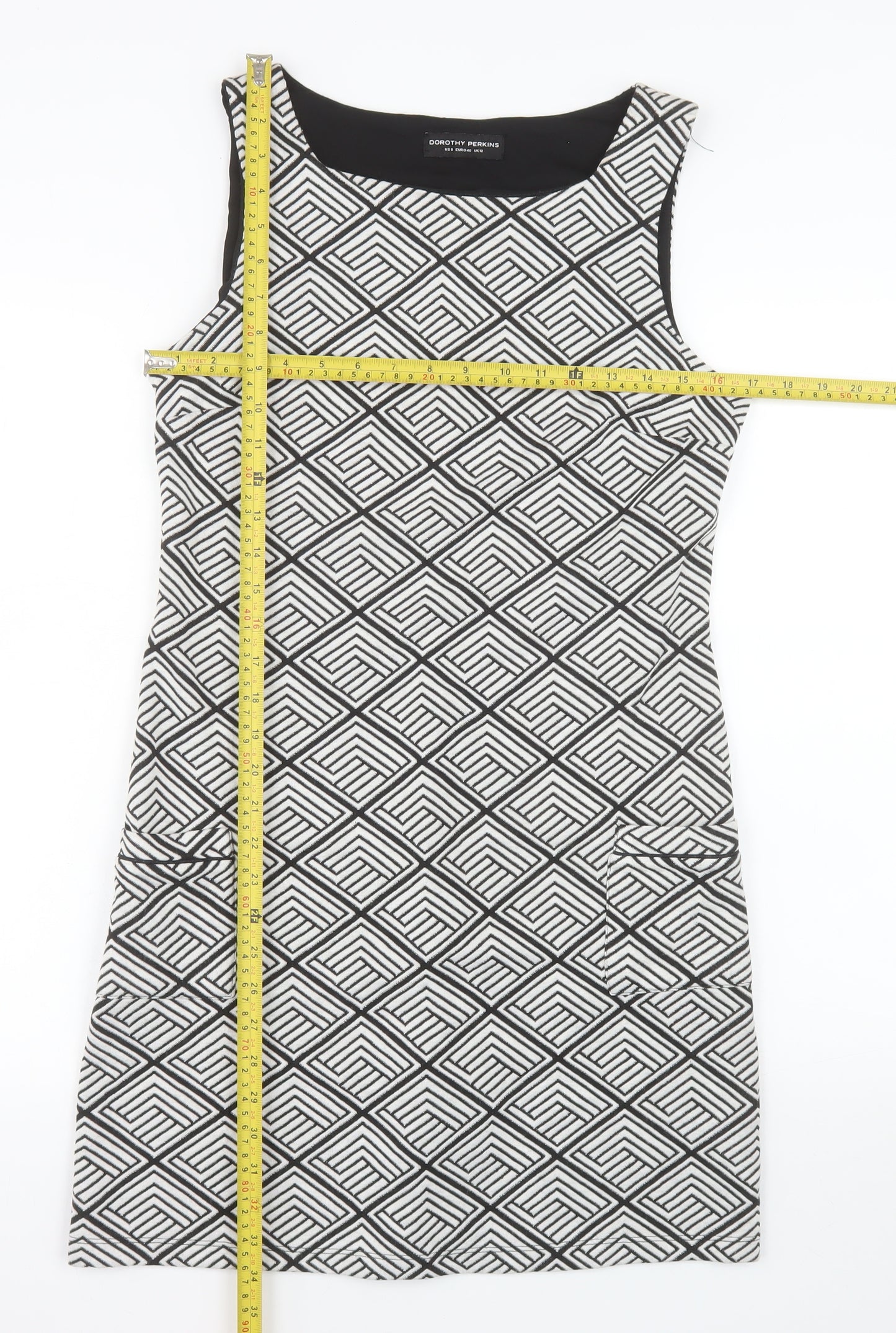 Dorothy Perkins Women’s Black Geometric Shift Dress Size 12