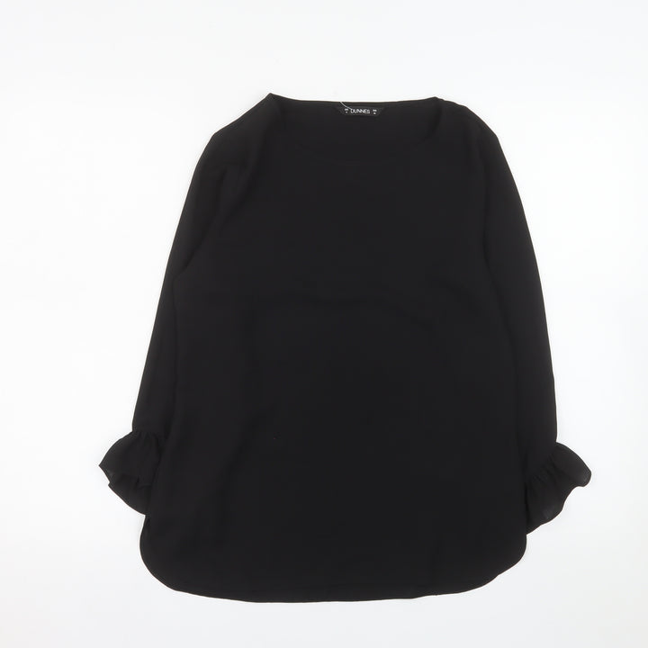 Dunnes Women's Black Long Sleeve Ruffle Blouse Size 8