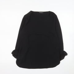 Dunnes Women's Black Long Sleeve Ruffle Blouse Size 8