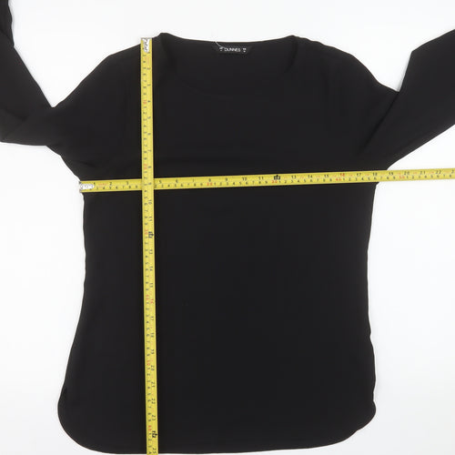 Dunnes Women's Black Long Sleeve Ruffle Blouse Size 8