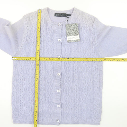 Irelandseye Women’s Purple 100% Cashmere Cable Knit Cardigan L