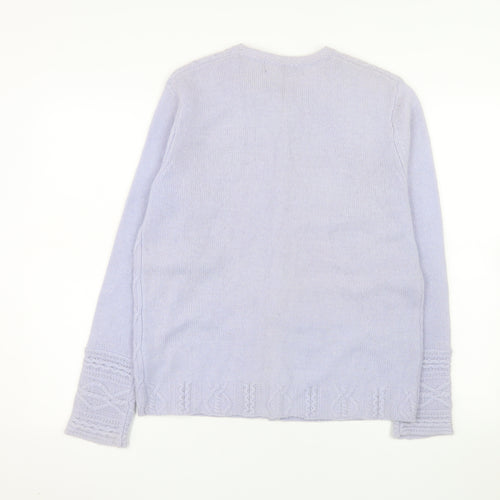 Irelandseye Women’s Purple 100% Cashmere Cable Knit Cardigan L