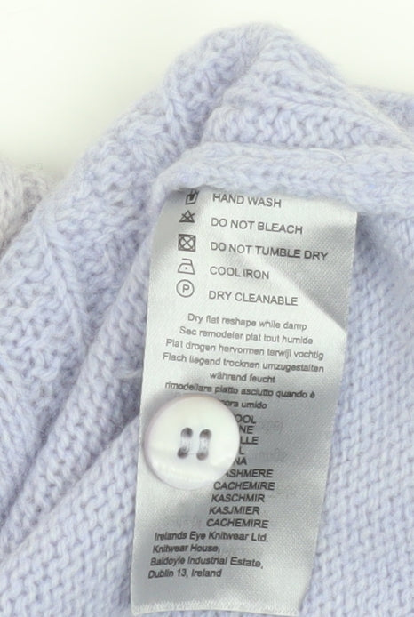 Irelandseye Women’s Purple 100% Cashmere Cable Knit Cardigan L